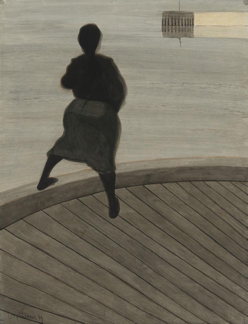 Femme de pêcheur sur le ponton